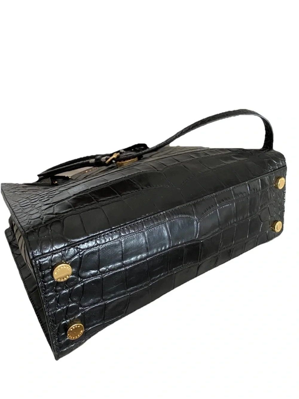 🆕 MICHAEL KORS Large Dillon Tote Croc Embossed Leather Bag Black/Gold - Picture 8 of 16